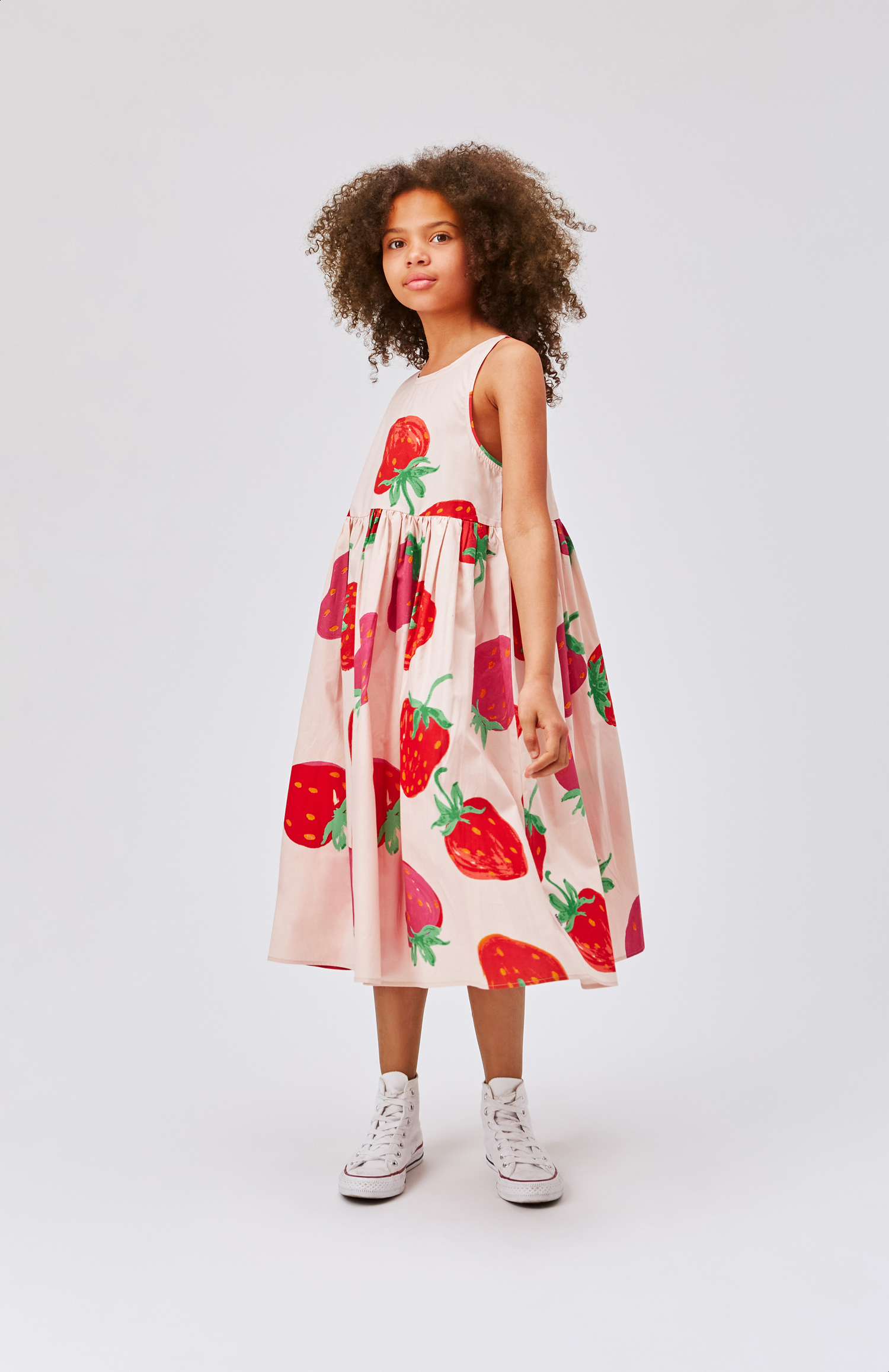 Clover - Strawberries - Organic strap dress with strawberry print