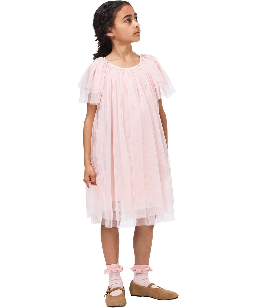 Cocolita - Petal Blush - Light pink, knee-length tulle dress for children