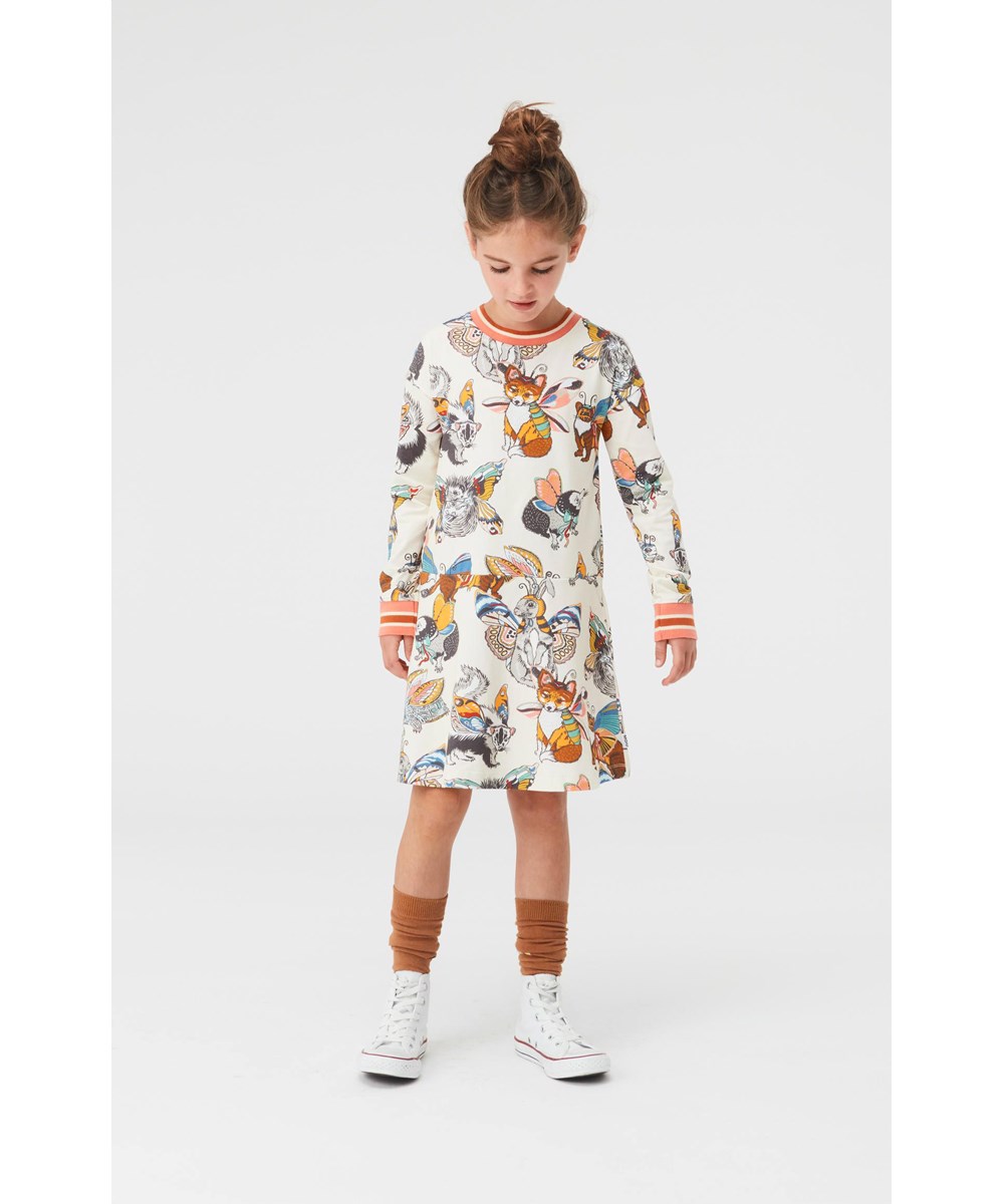 Conny - Hedgerow Buzz - Organic dress with animals with wings