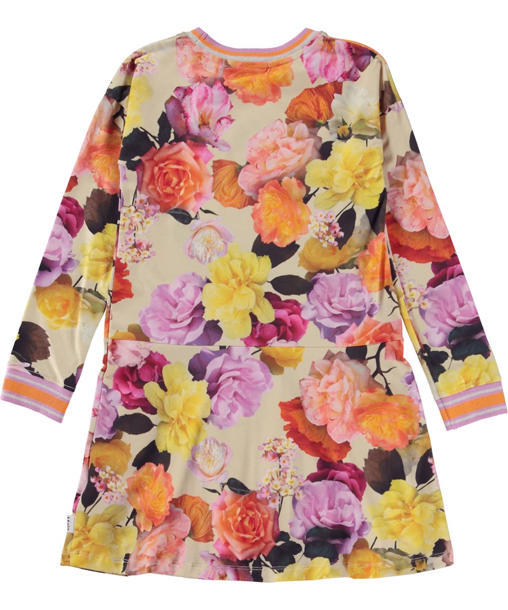 Conny - Rose Garden - Long sleeve organic jersey dress in rose print