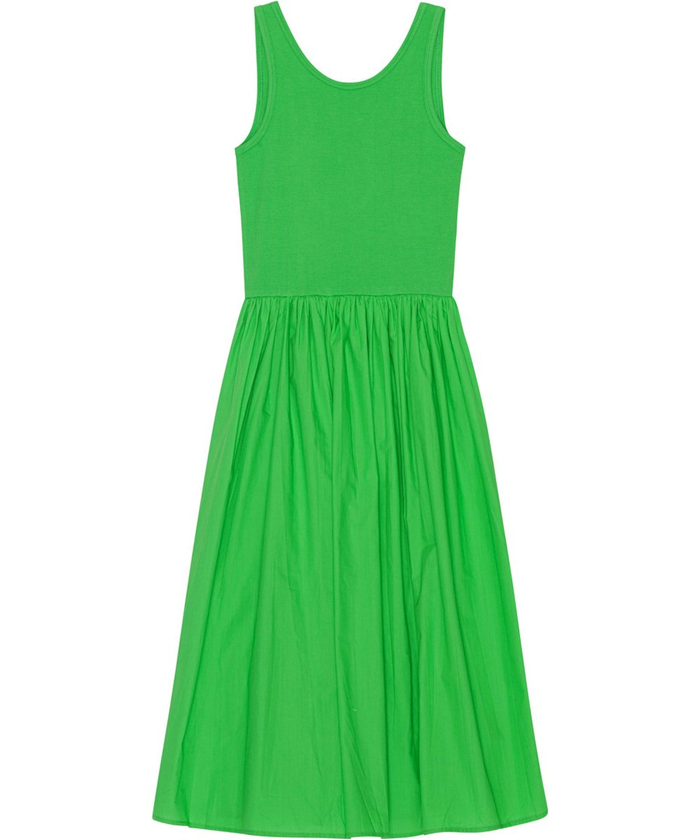 Corella - Classic Green - Green, knee length dress in organic cotton