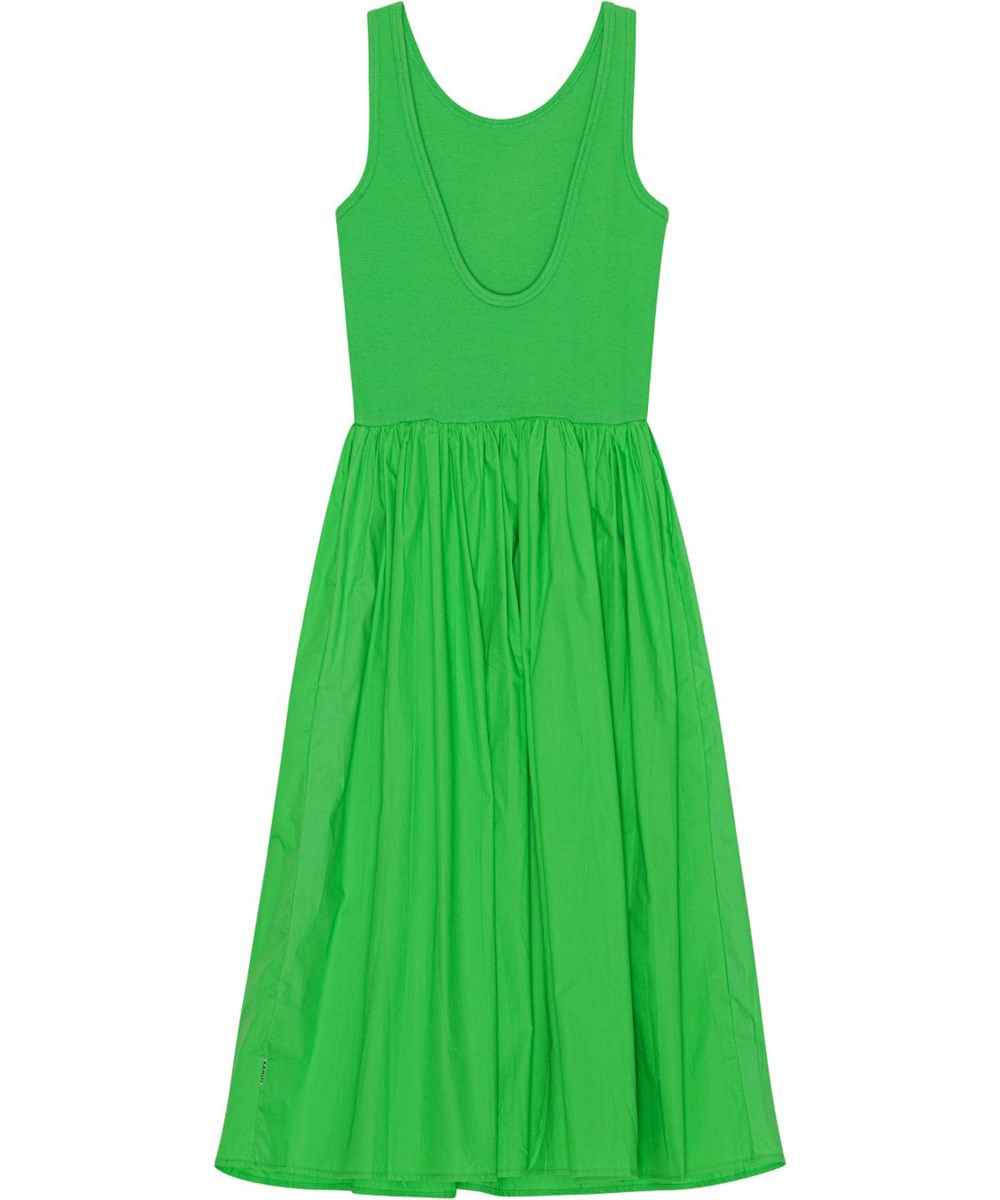Corella - Classic Green - Green, knee length dress in organic cotton