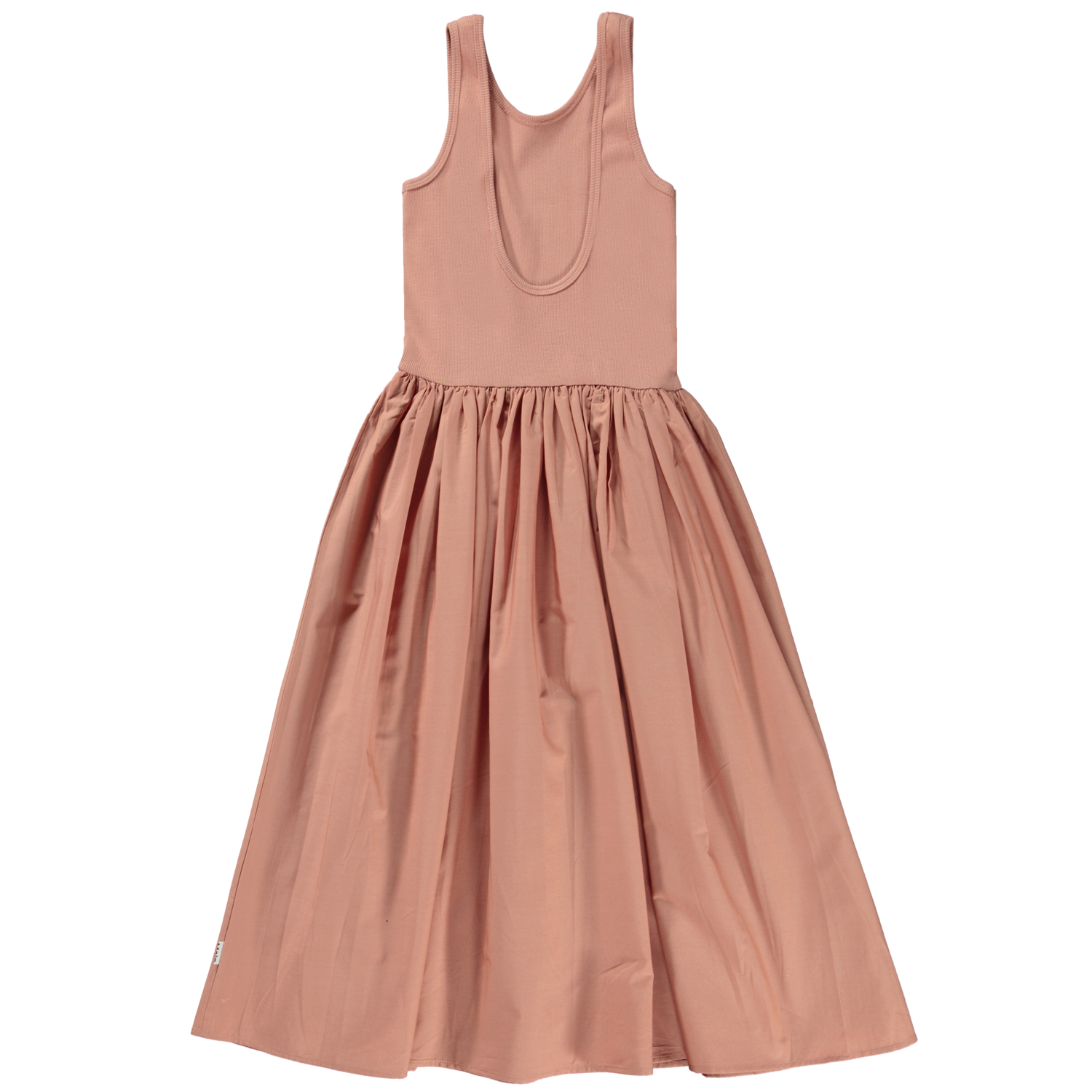 Corella Muted Rose Long sleeveless dress in dusty rose in organic
