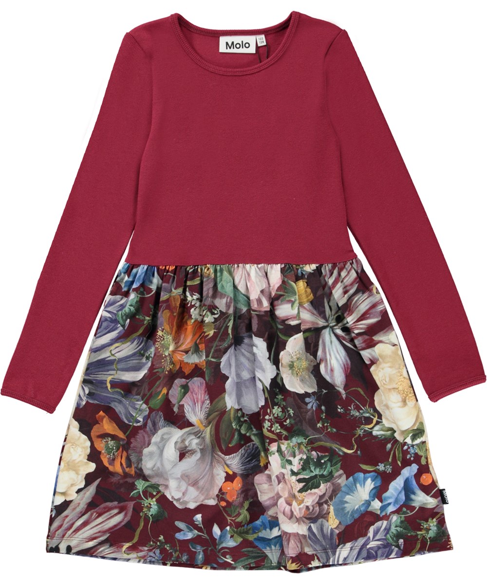 Credence - Botanical Canvas - Red organic dress with floral print 