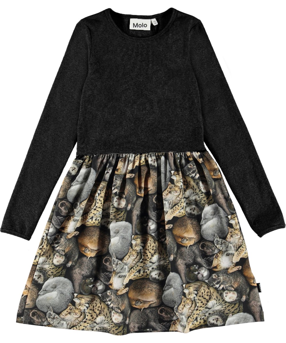 Credence - Hibernation - Grey organic dress with animal print 