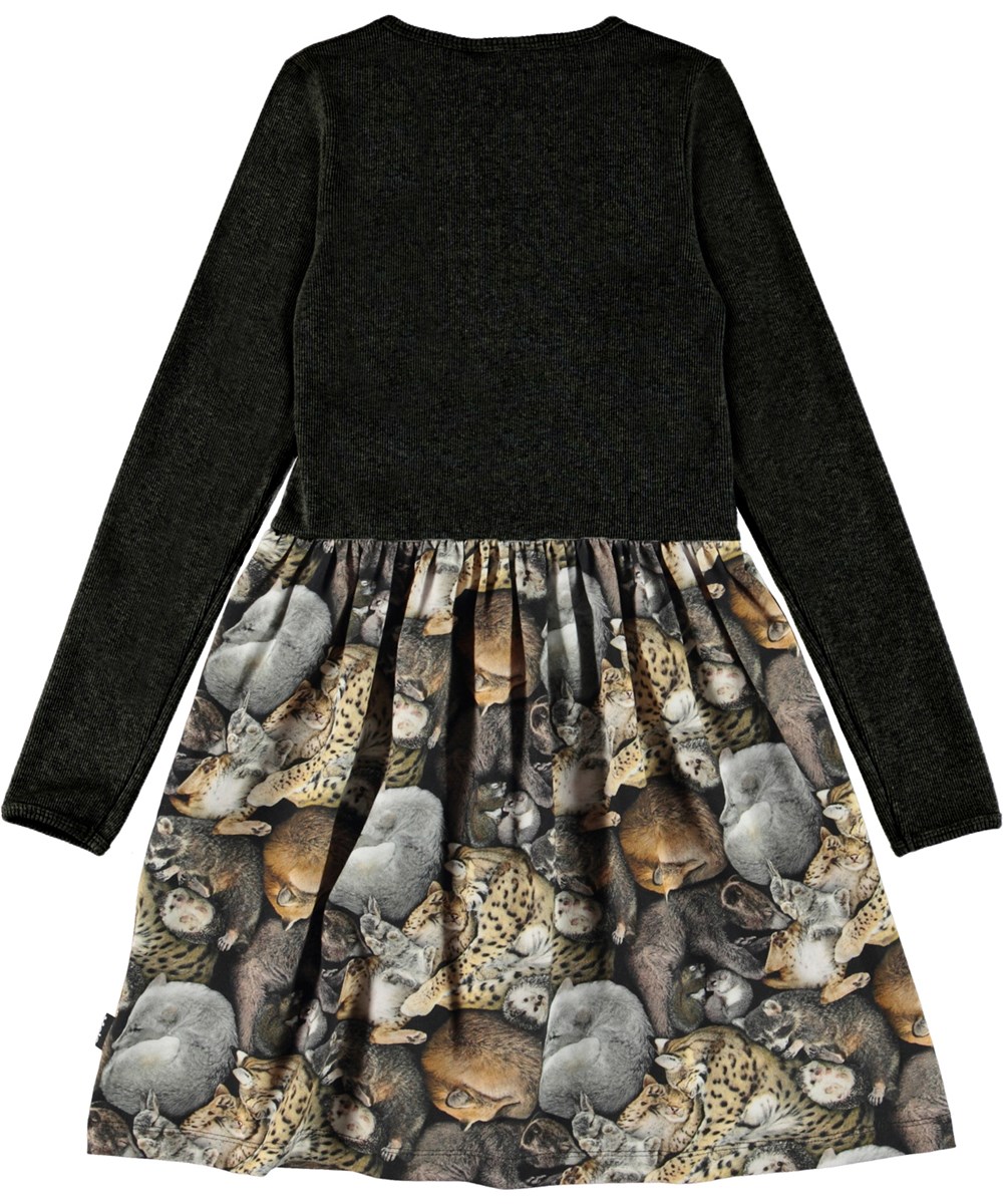 Credence - Hibernation - Grey organic dress with animal print 