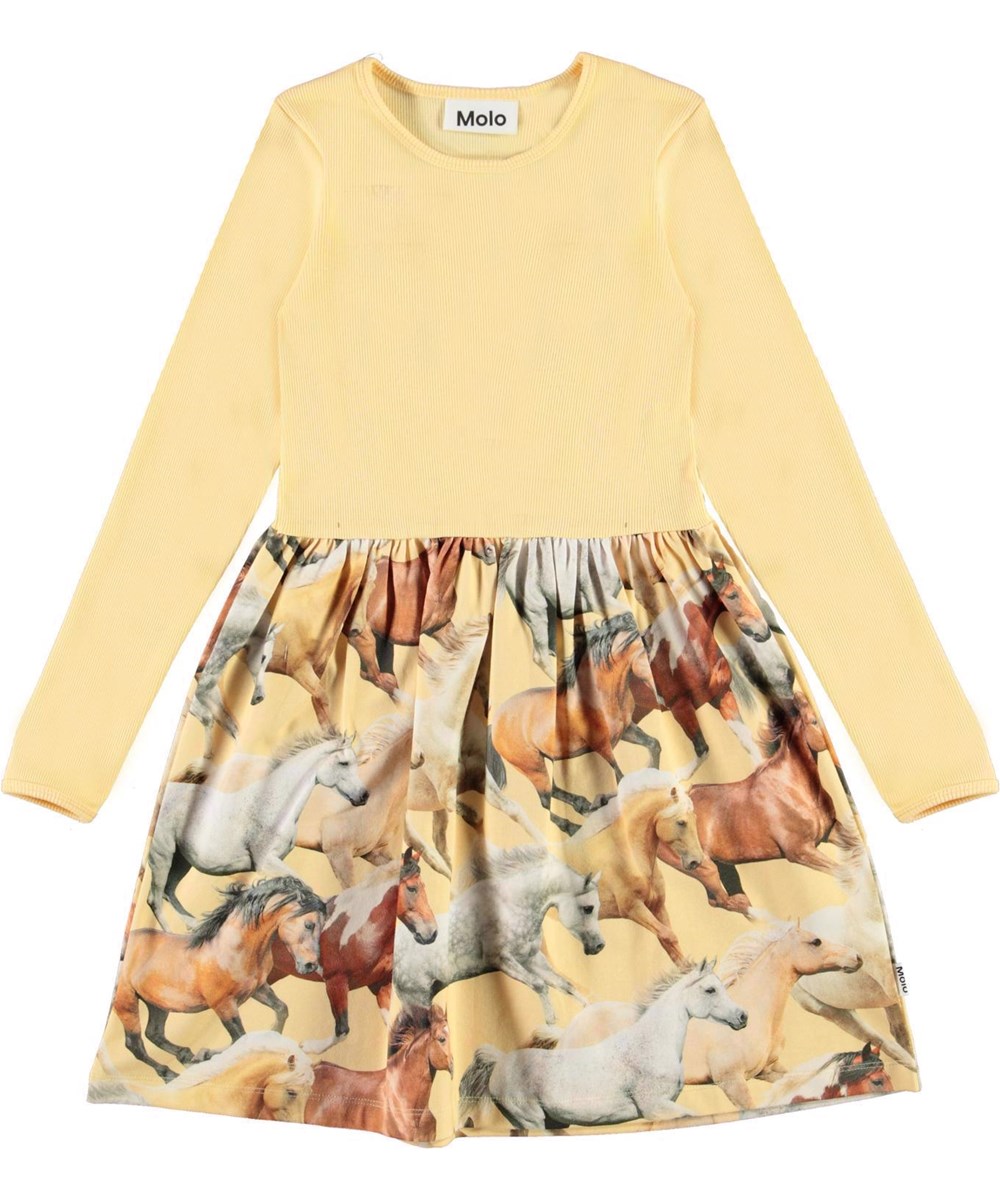 Credence - Horse Dreams - Dress in yellow rib and horse print