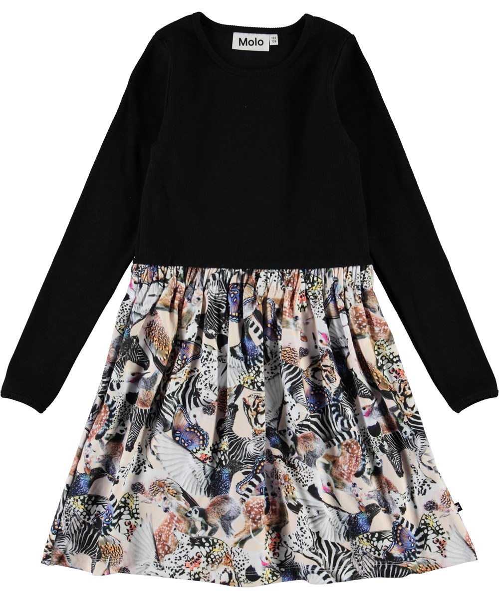 Credence - Twister - Organic dress with rib and animal print 