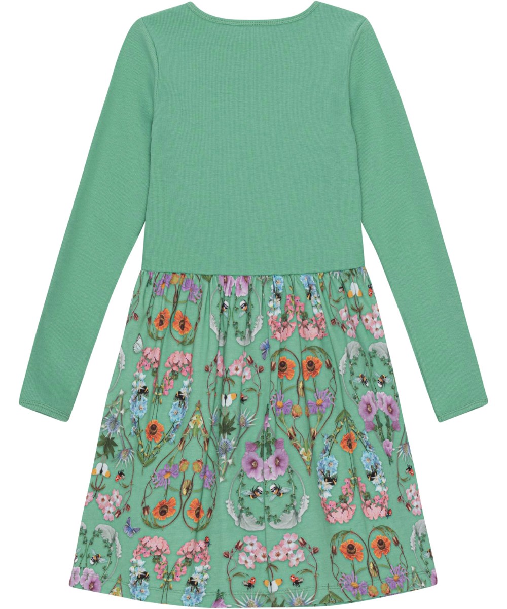 Credence - With Love - Green dress in organic cotton with floral print