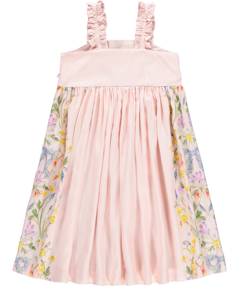 Cypress - Vertical Flora - Pink dress for children made of viscose with a floral print