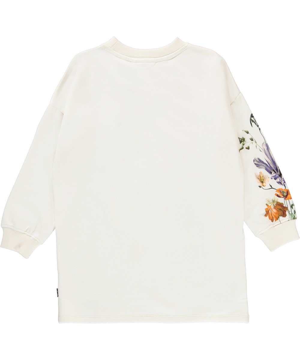 Cyrella - Kitten Still Life - White organic sweatshirt dress with cat print