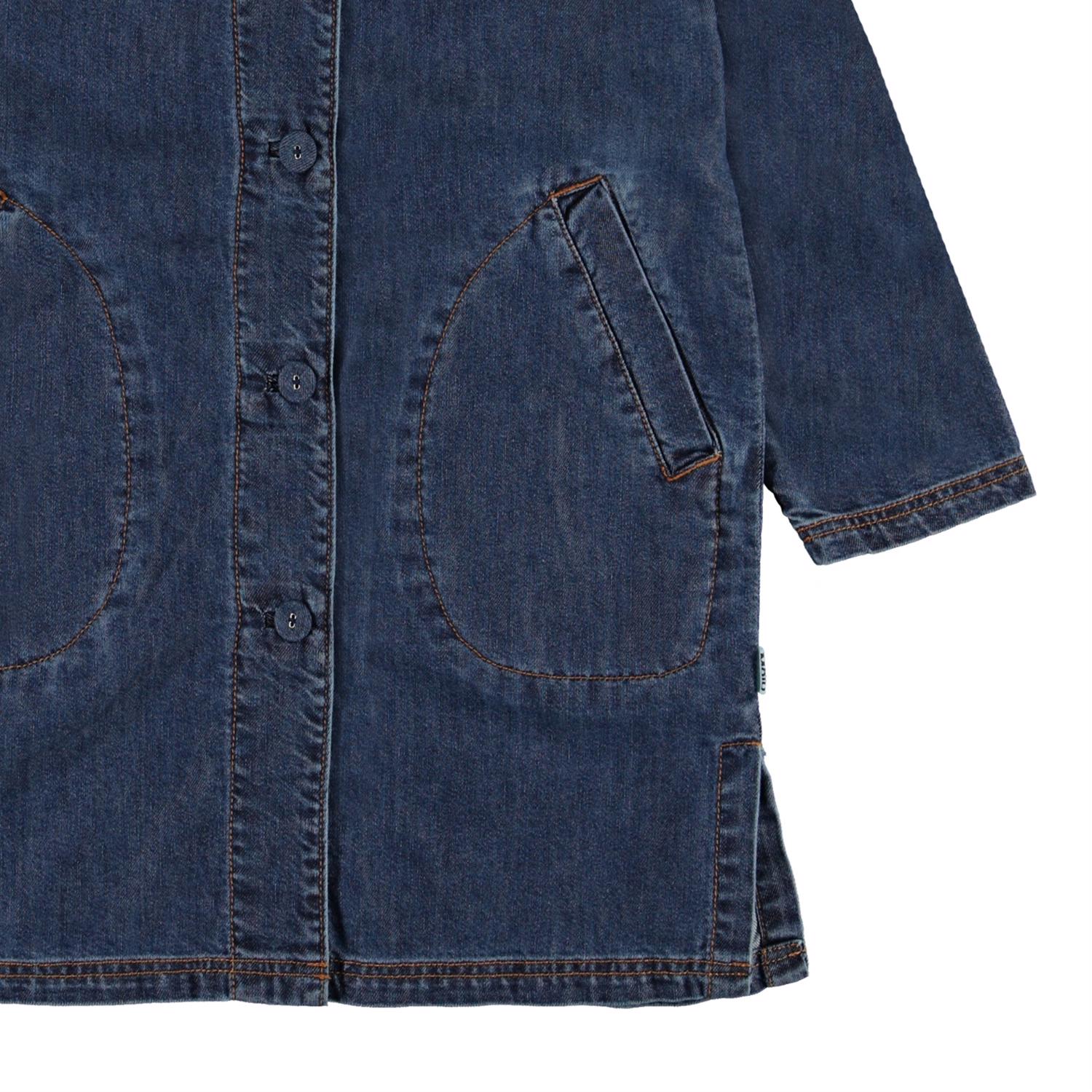 Hana - Washed Indigo - Long blue denim jacket - Molo