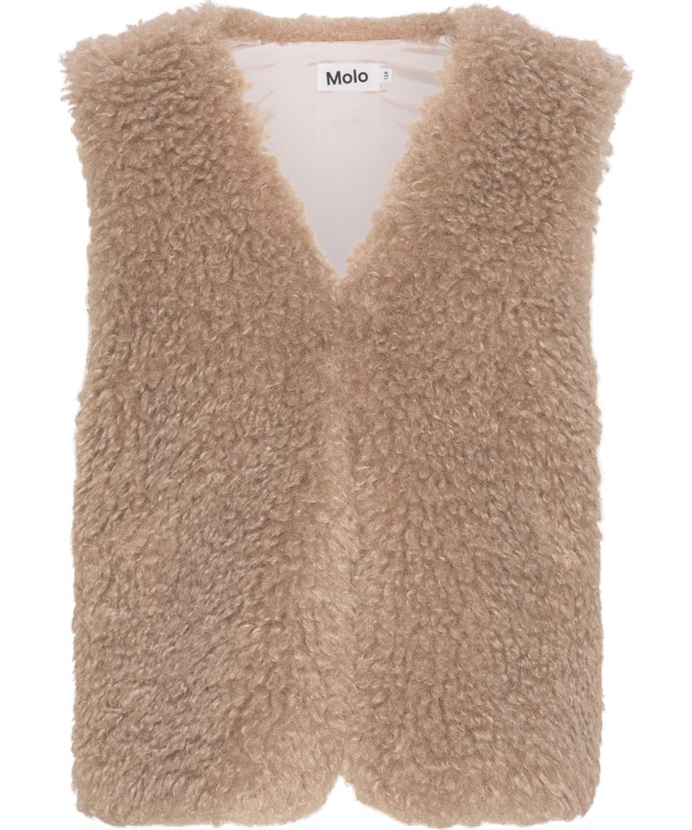 Hatcha - Rosie Sand - Beige faux fur waistcoat 
