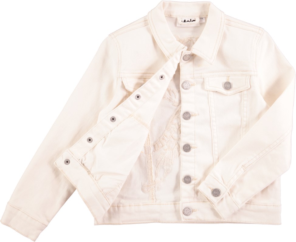 Hattie - White Star - White denim jacket with buttons
