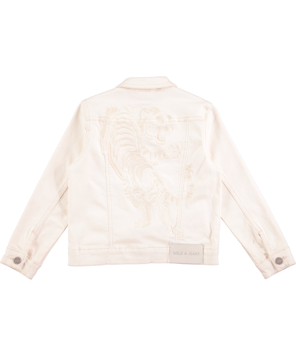 Hattie - White Star - White denim jacket with buttons