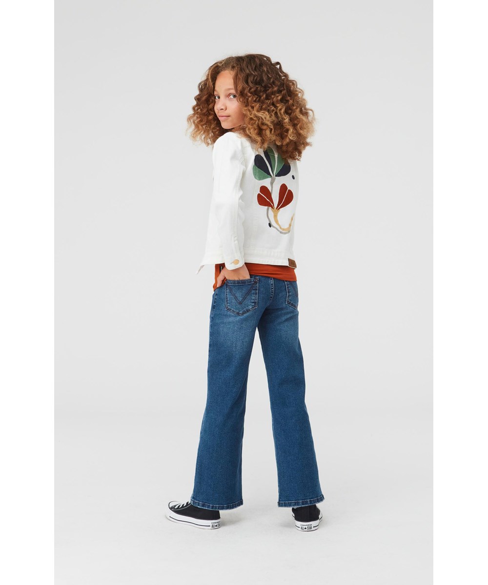 Hattie - White Star - White denim jacet with embroidery on the back 