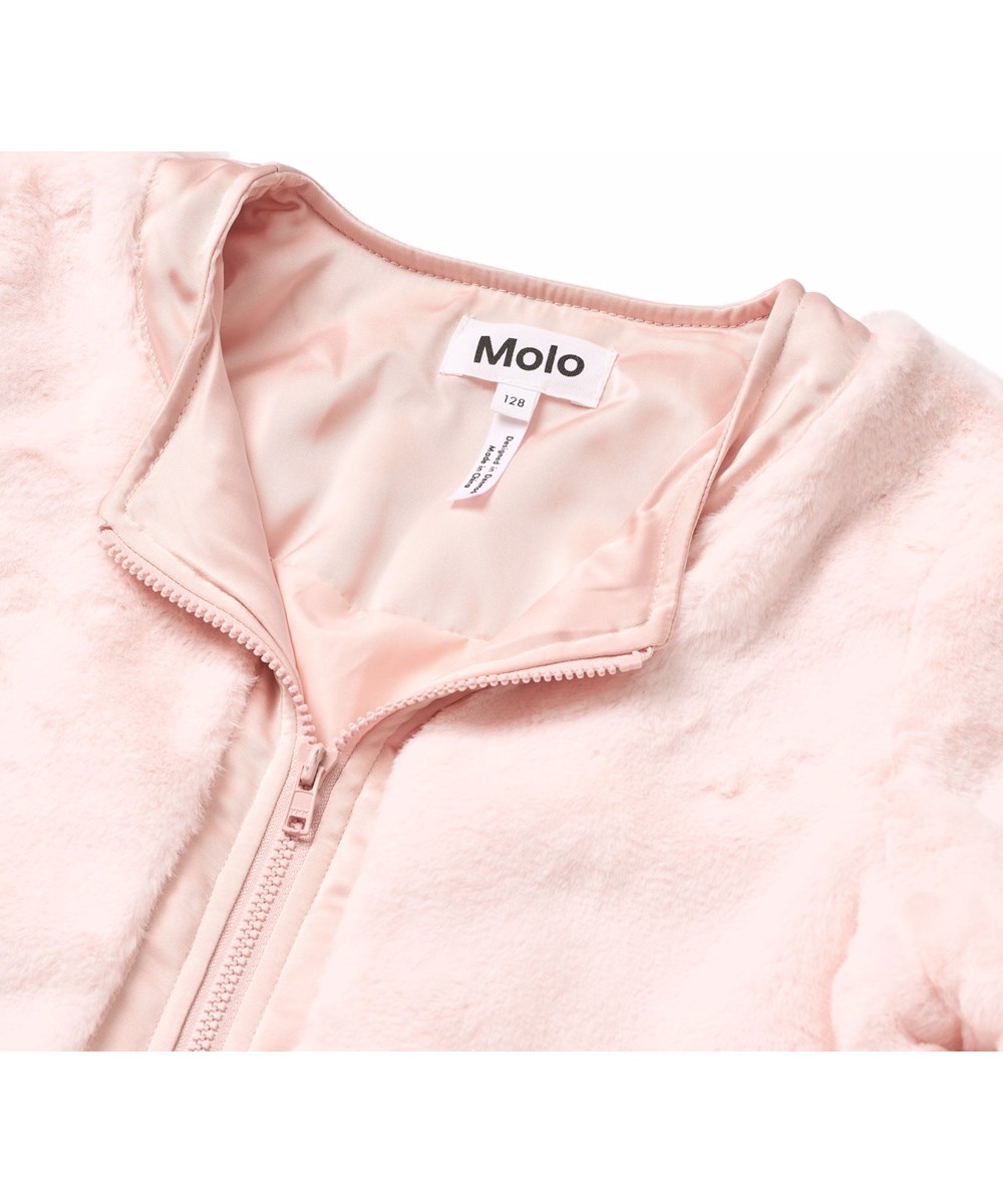 Helen - Rose Hips - Pink fake-fur jacket for children.