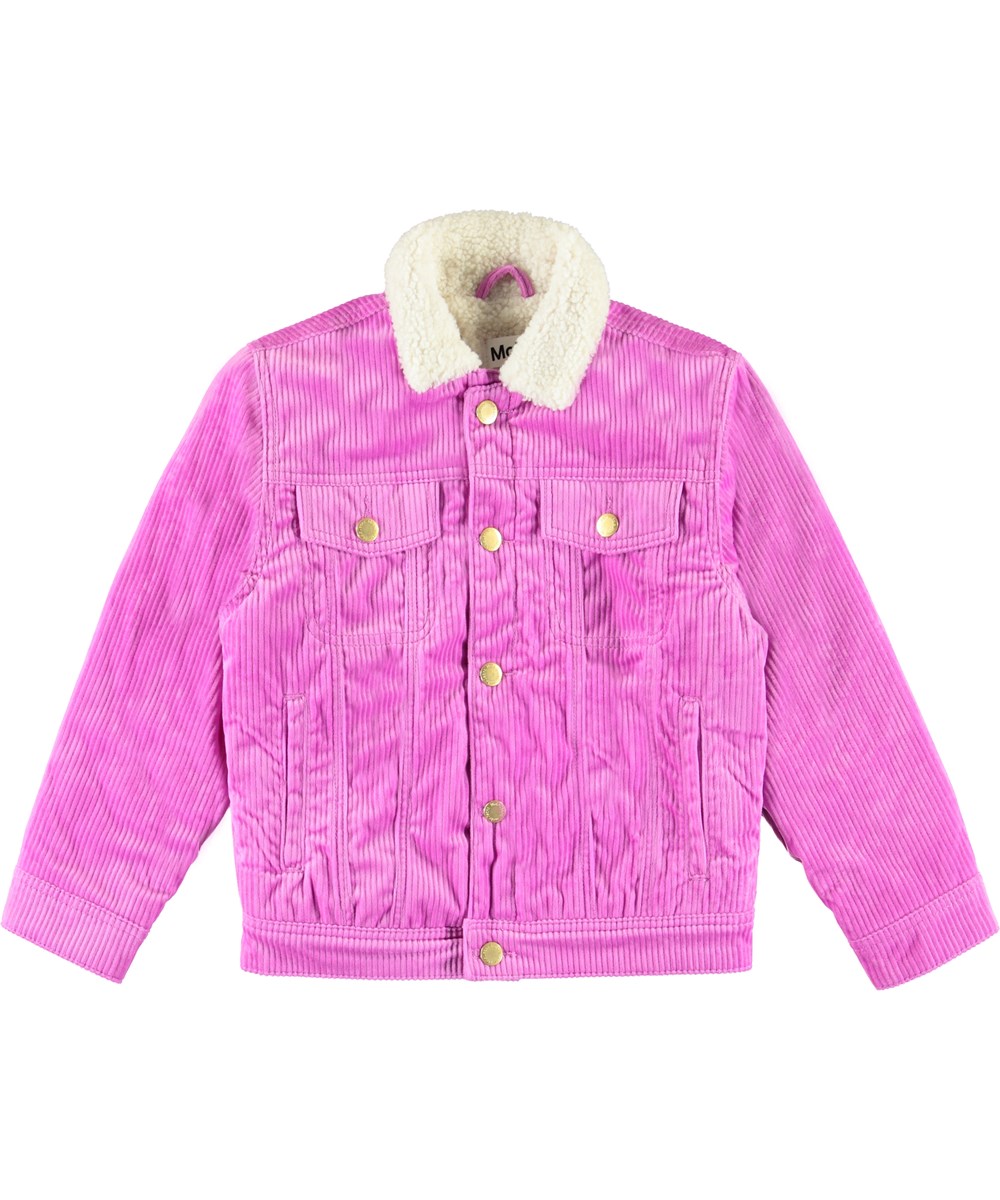 Hen - Acid Purple - Purple denim jacket with plush lining