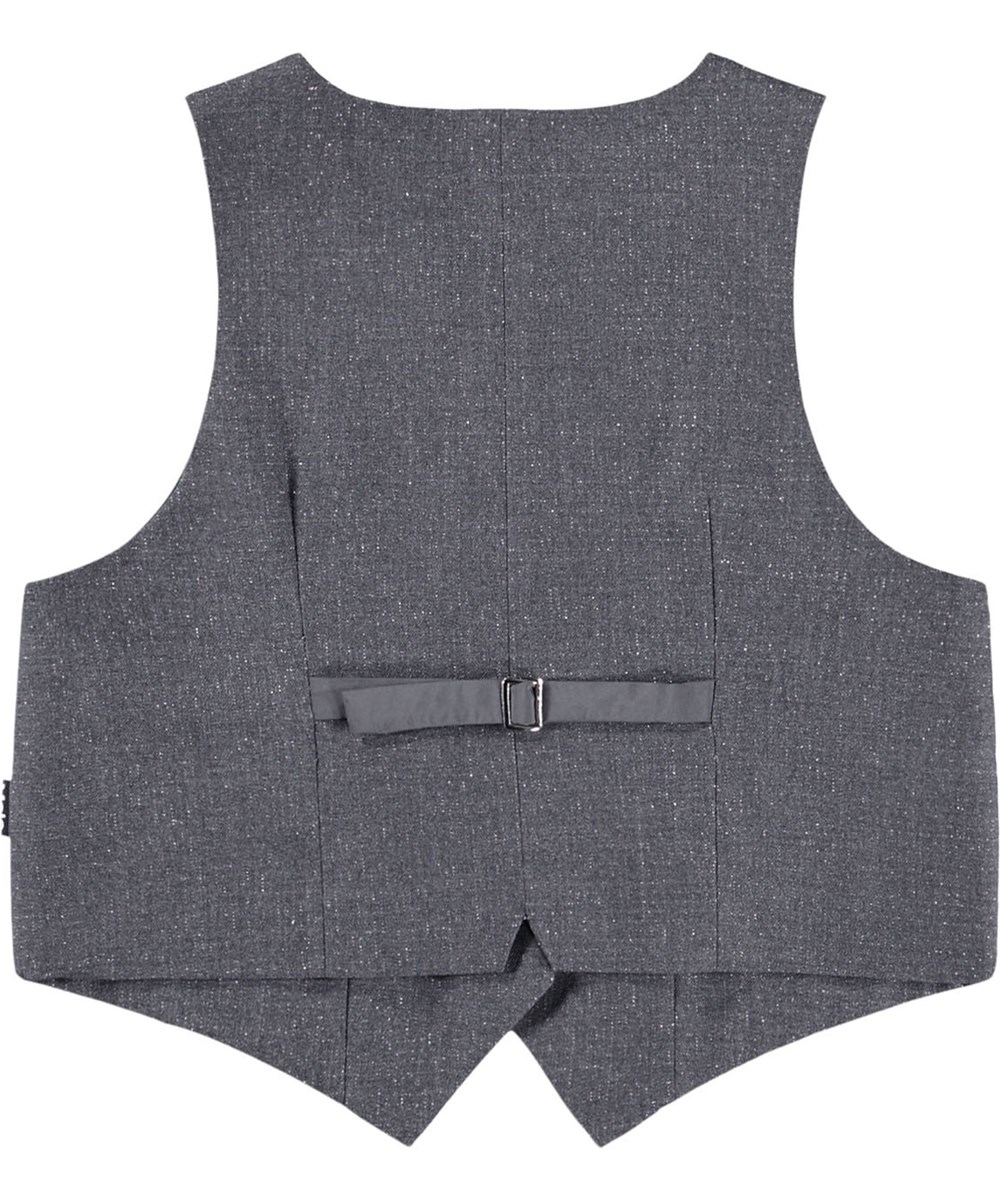 Hollie - Grey Silver Check - Grey gentleman-inspired vest for children in grey with silver shimmer.