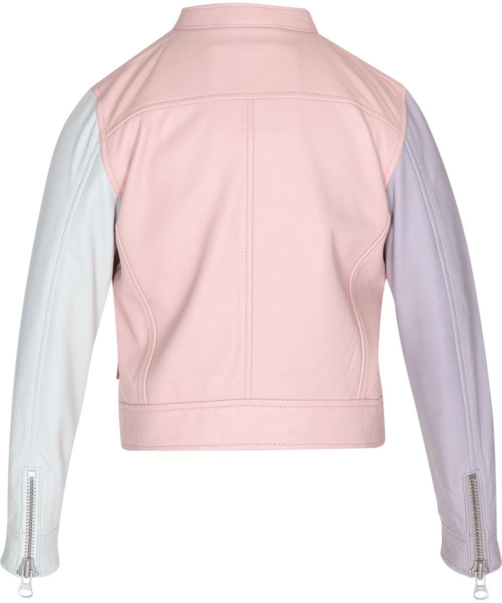 Hope - Poppies - pastel coloured leather jacket with zipper and pockets