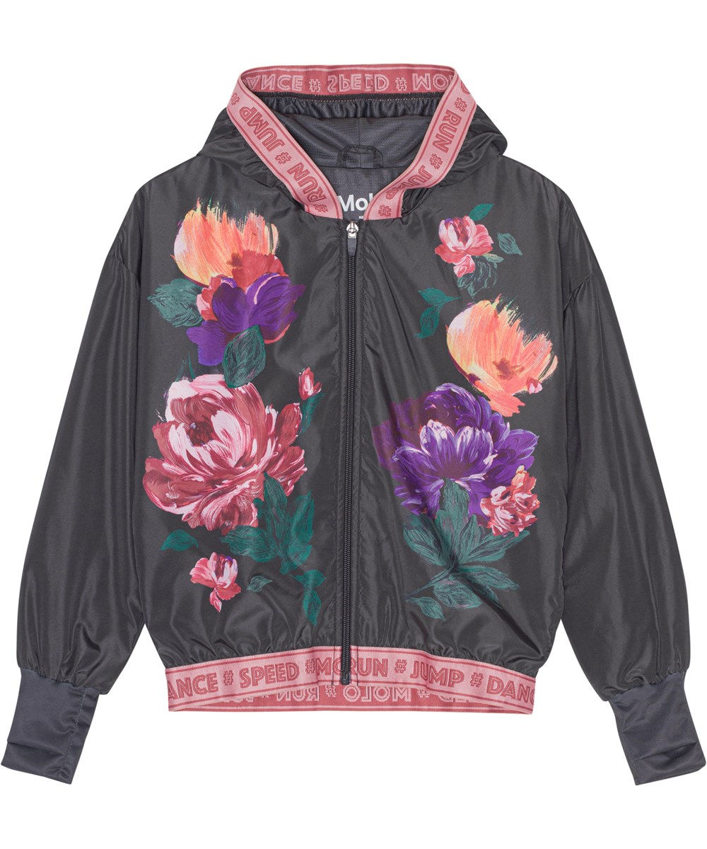 Ophelia - Flower Dance - Black sports jacket with floral print 
