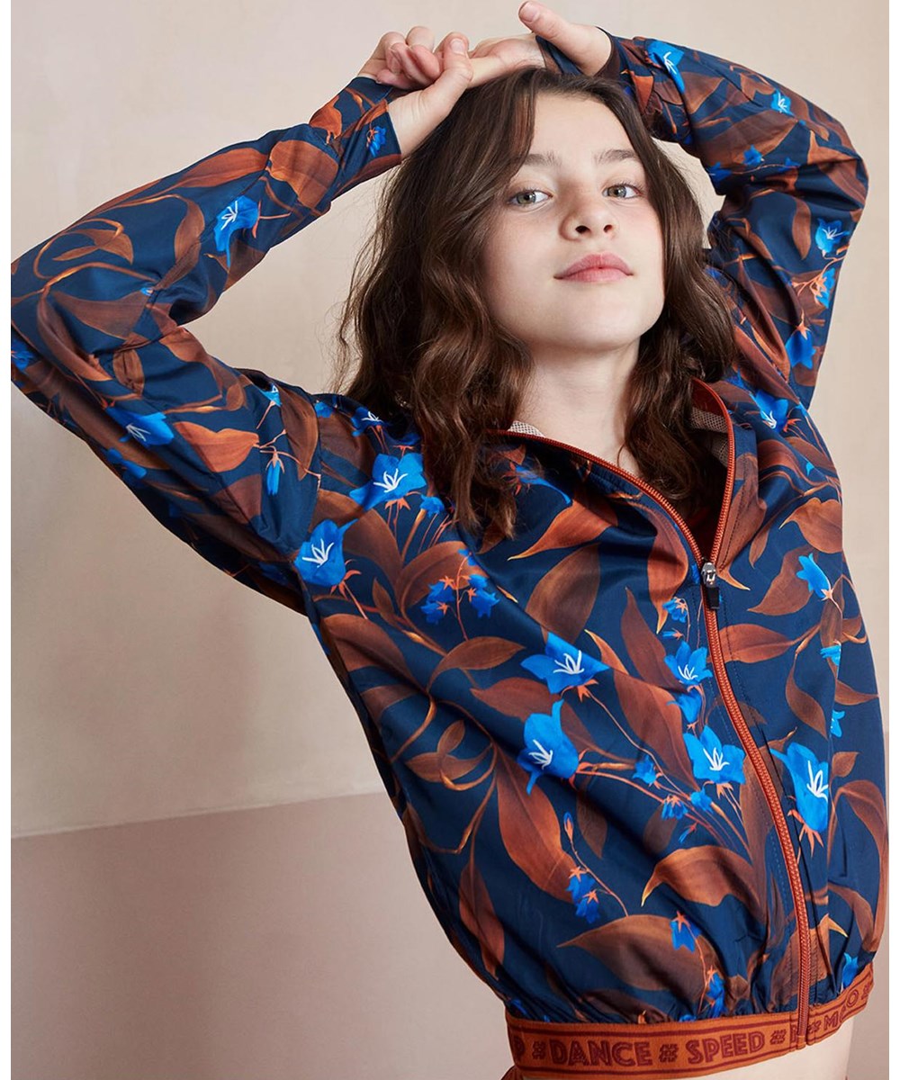 Ophelia - Night Bloom_Big - Sports jacket with brown and blue flowers 