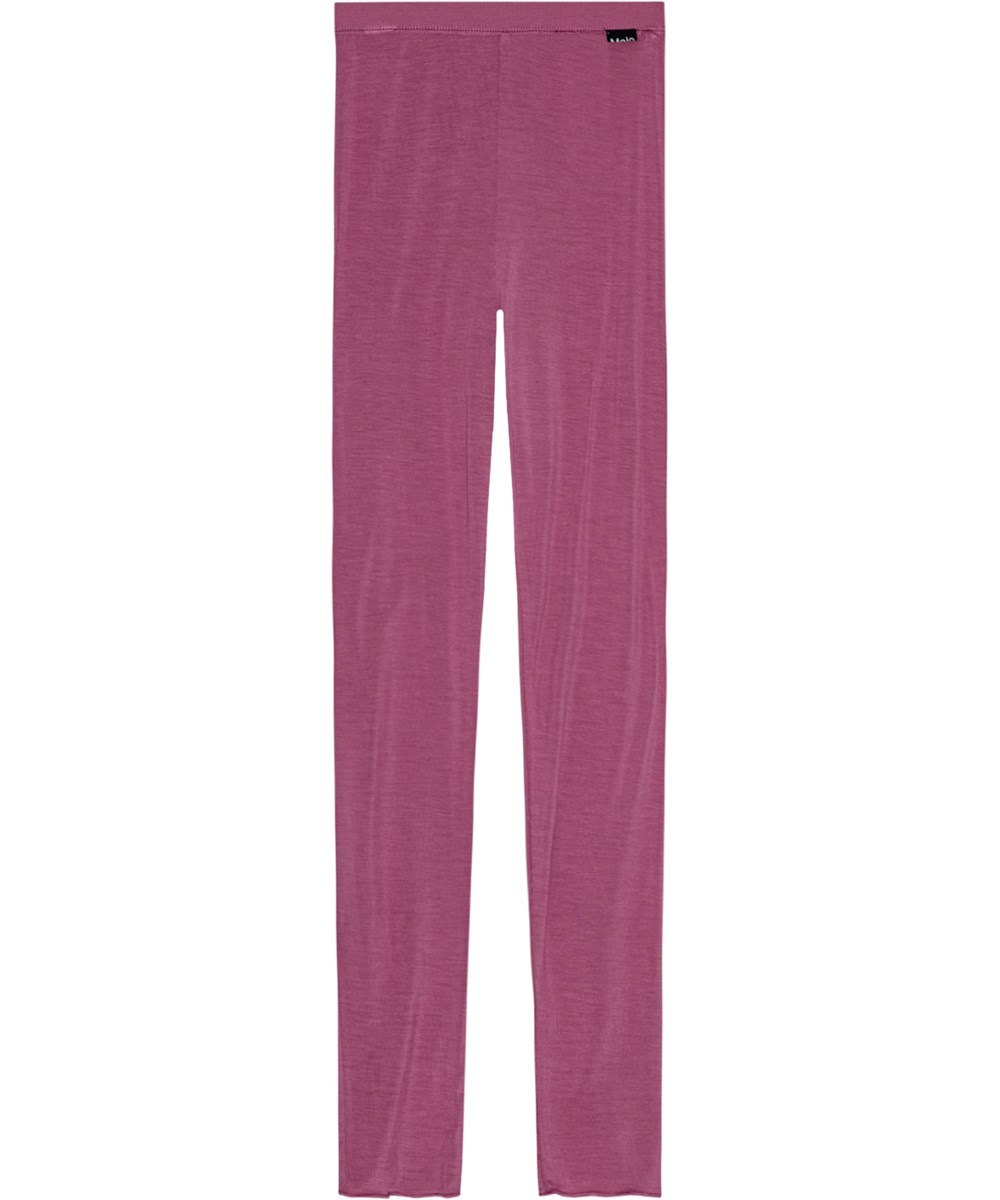 Nadine - Dark Rose - Rose merino wool leggings with snug fit and elastic waistband.