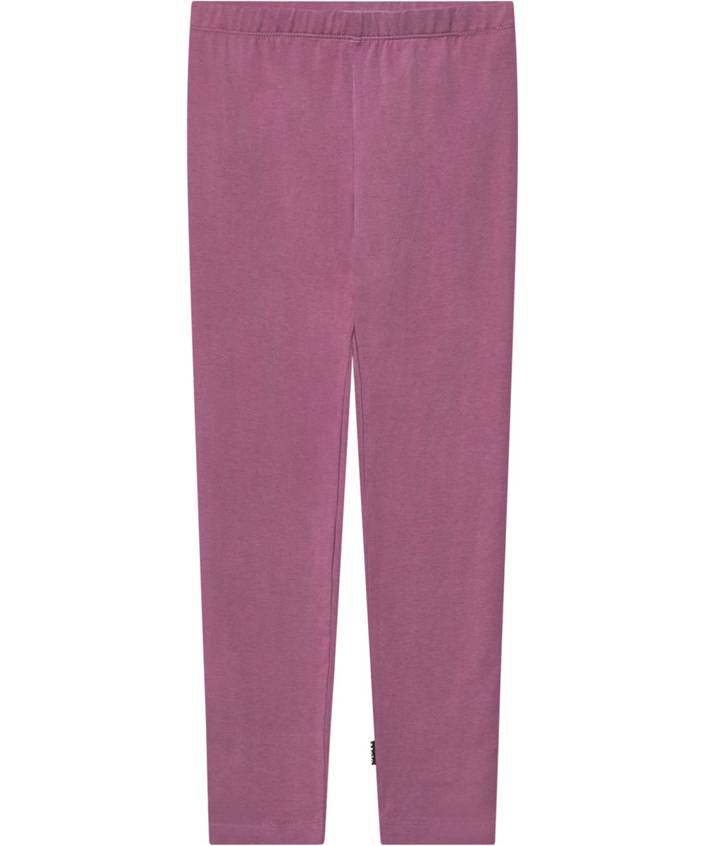 Nica - Tulip - Close-fitting purple leggings in stretchy organic cotton with an elastic waistband.