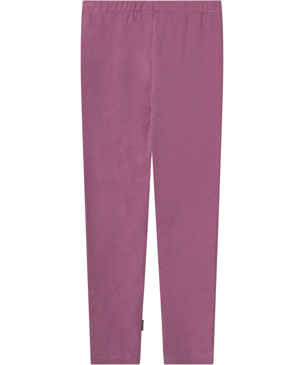 Nica - Tulip - Close-fitting purple leggings in stretchy organic cotton with an elastic waistband.