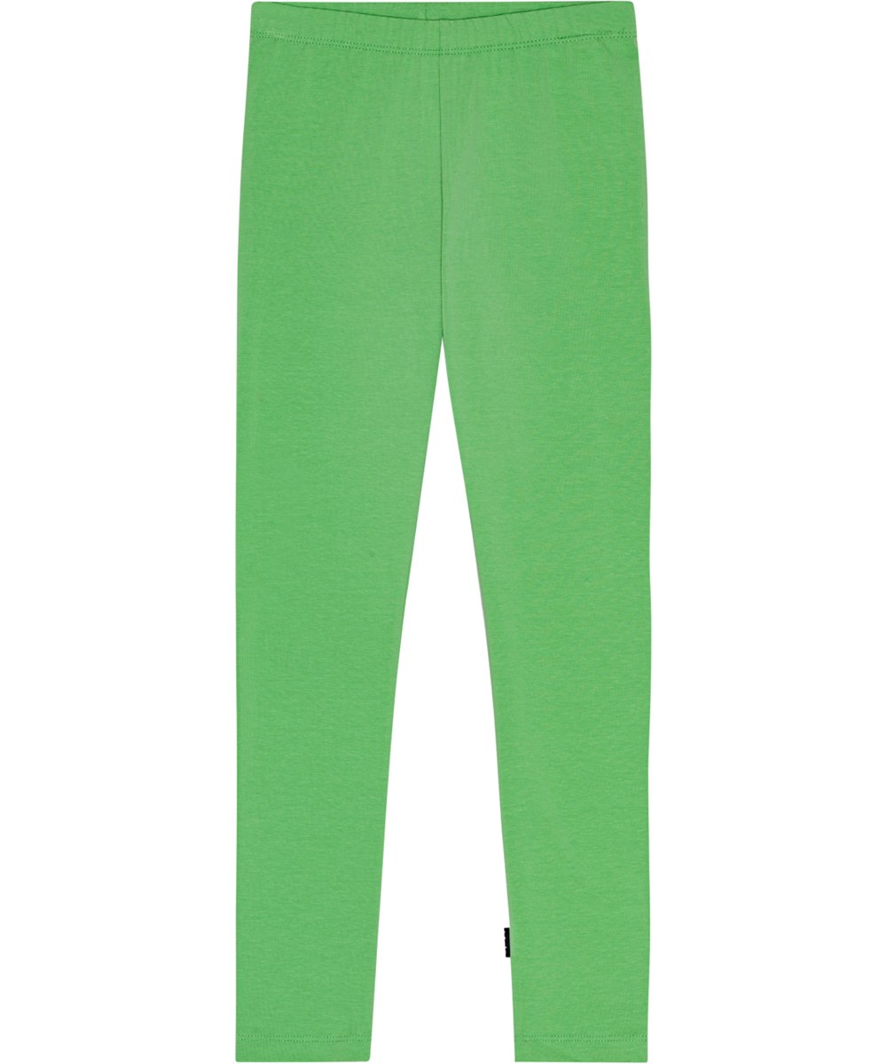 Nica Warm - Jadesheen - Grass green organic cotton leggings with snug fit and elastic waistband.