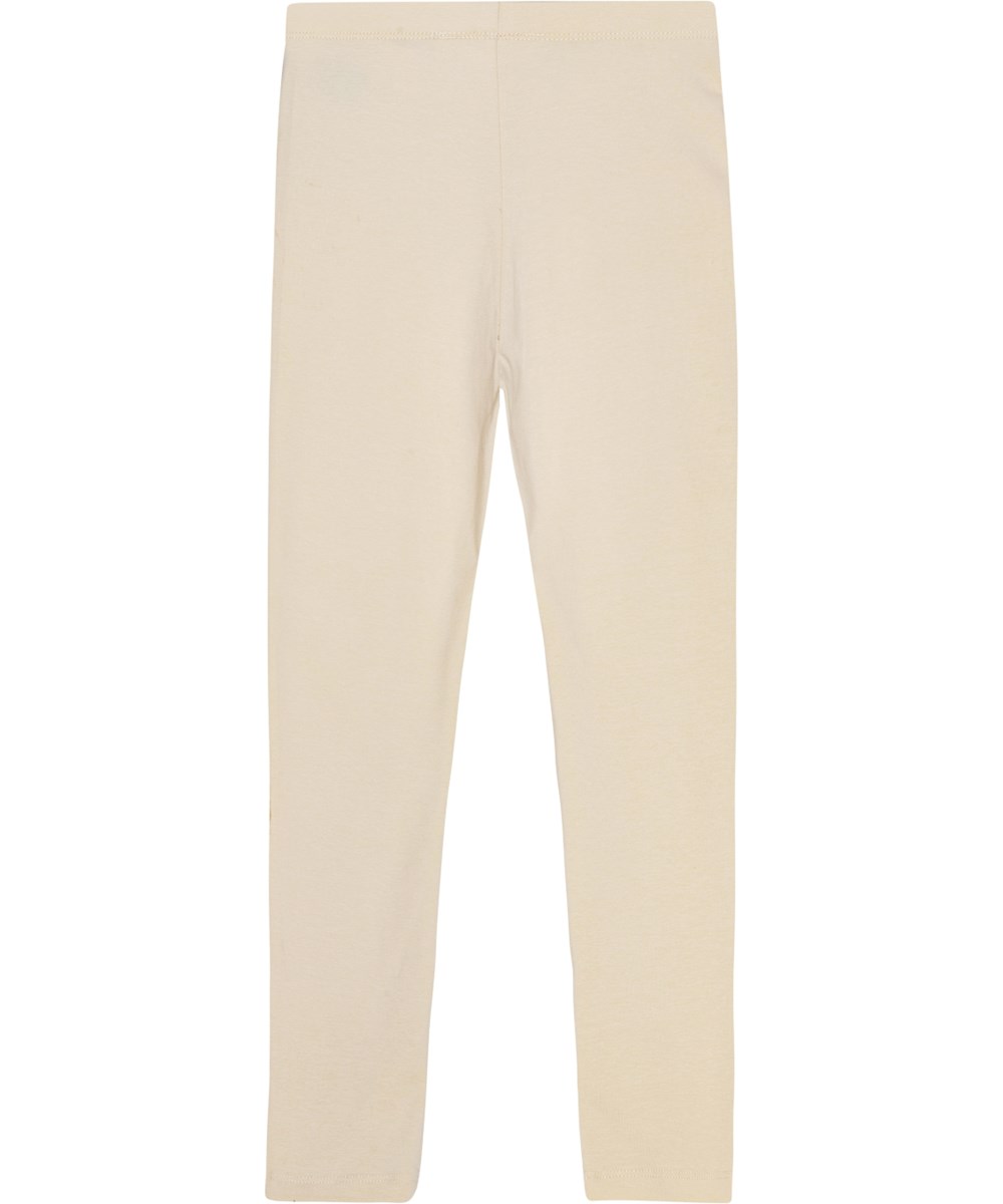 Nica Warm - Whisper Pink - Off-white organic cotton leggings with snug fit and elastic waistband.
