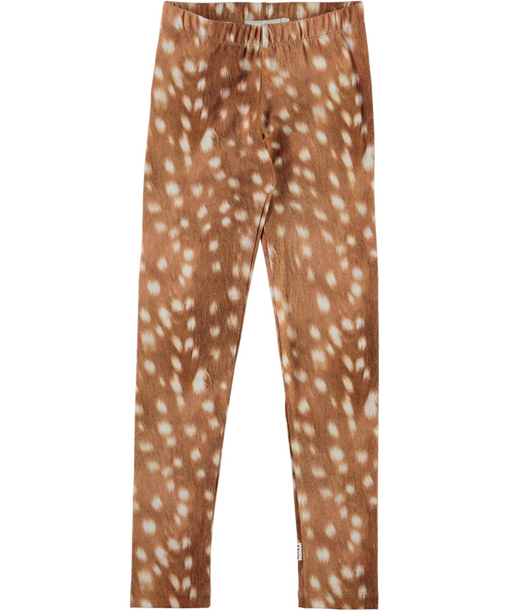 Niki - Baby Fawns - Brown organic leggings with white spots