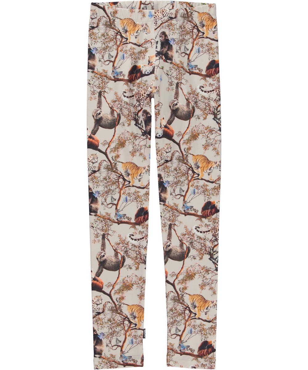 Niki - Cubs Harmony - Beige leggings in organic jersey with young animal print