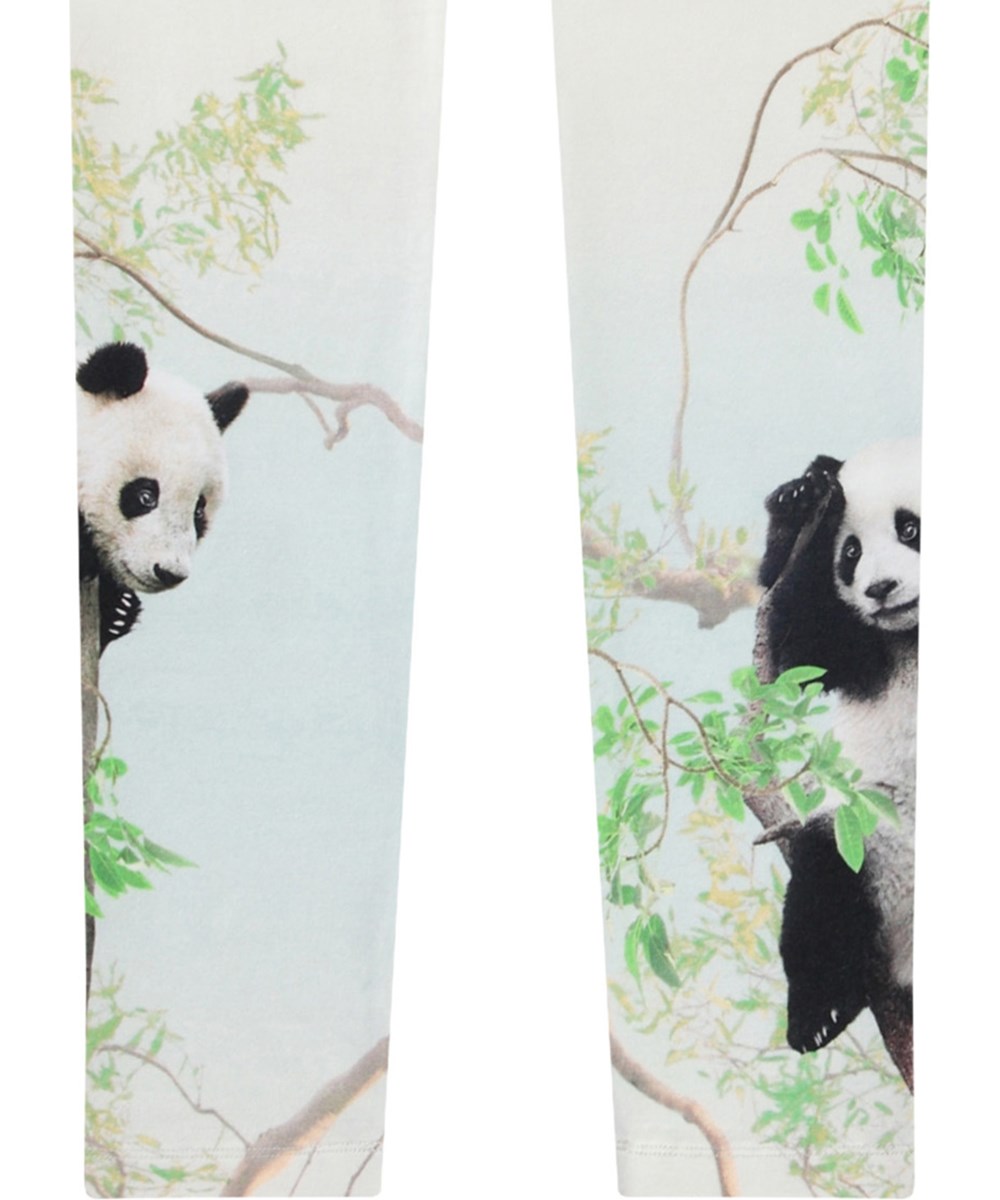 Niki - Cuteness - White leggings with print for children in stretchy organic cotton with elastic waistband.