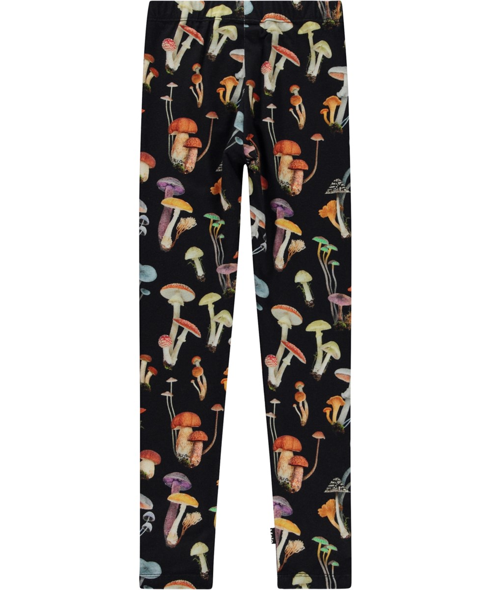 Niki - Fantastic Fungi - Black organic leggings with mushroom print