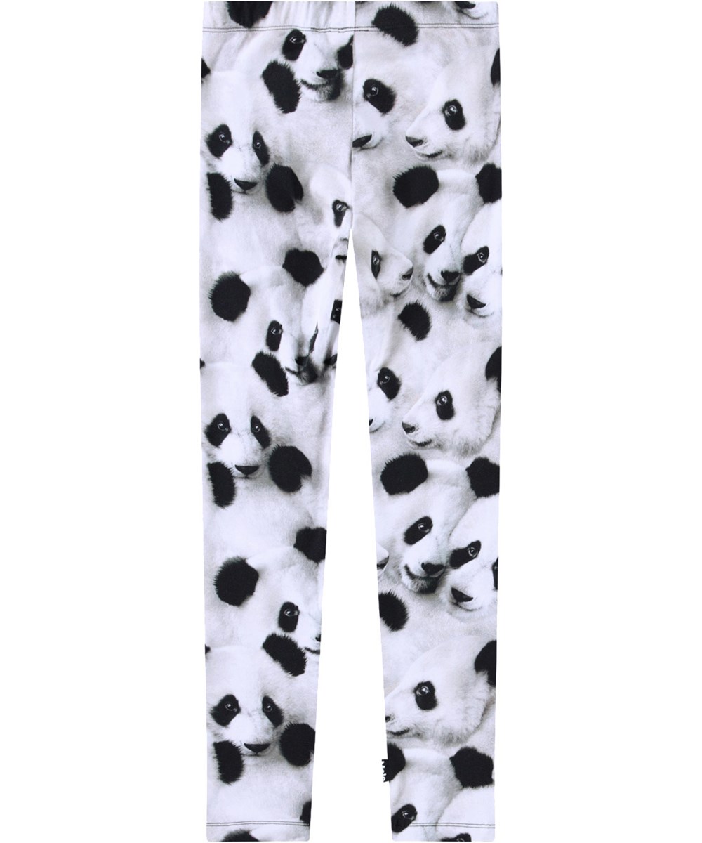 Niki - Giant Panda - Black and white leggings for children in stretchy organic cotton with an elastic waistband.