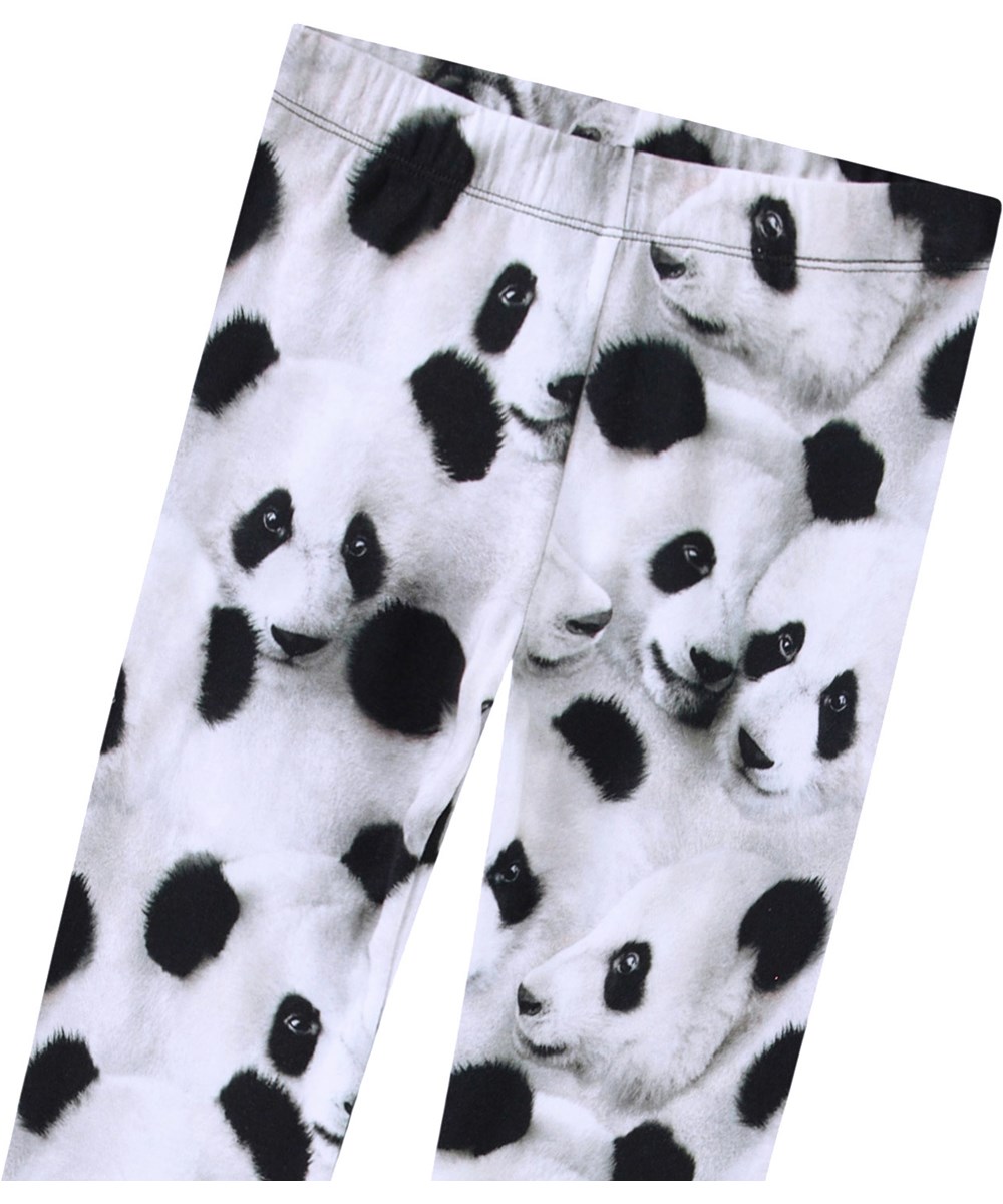Niki - Giant Panda - Black and white leggings for children in stretchy organic cotton with an elastic waistband.