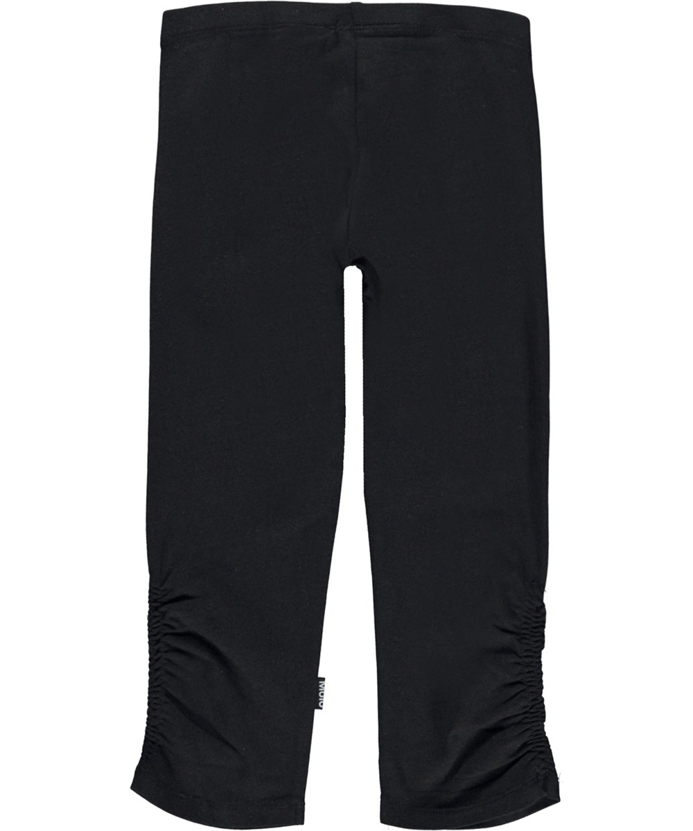 Nila - Black - Black trousers in organic jersey with side seam ruching