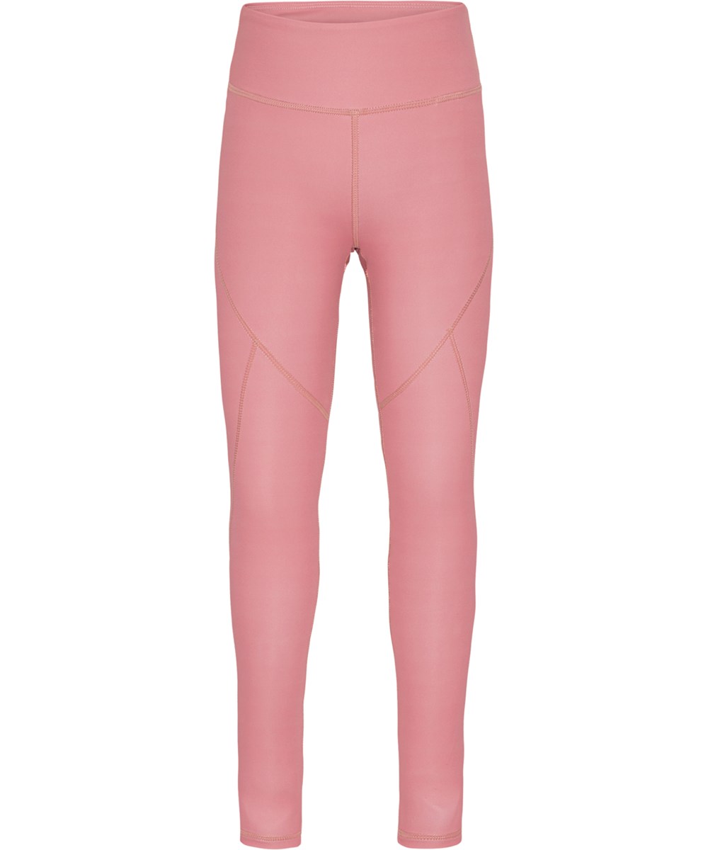 Oliwia - Dusty Rose - Rose sports leggings with visible stitching