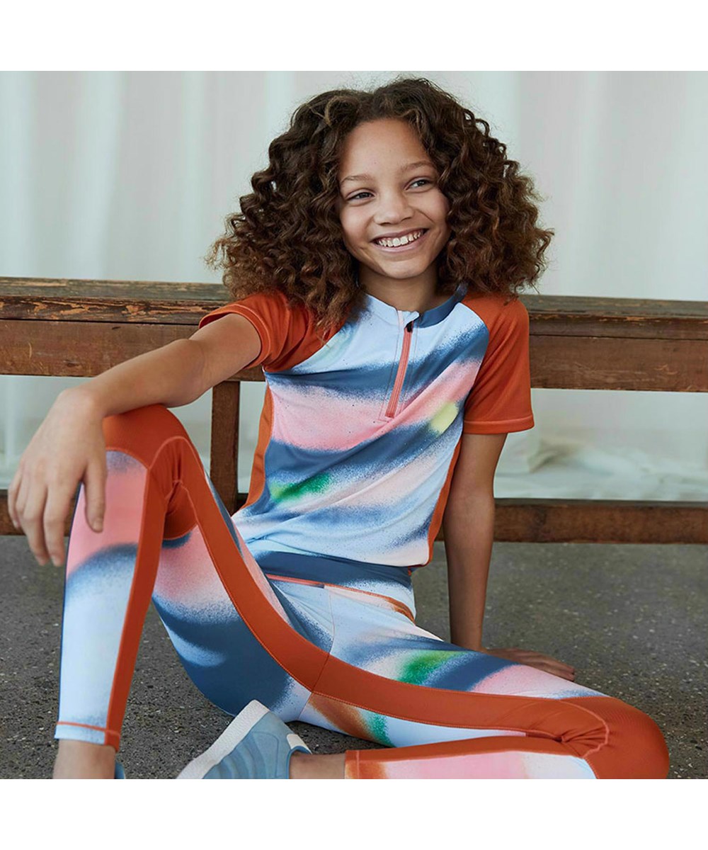 Olympia - Faded Spray - Colourful sports leggings with spray paint print