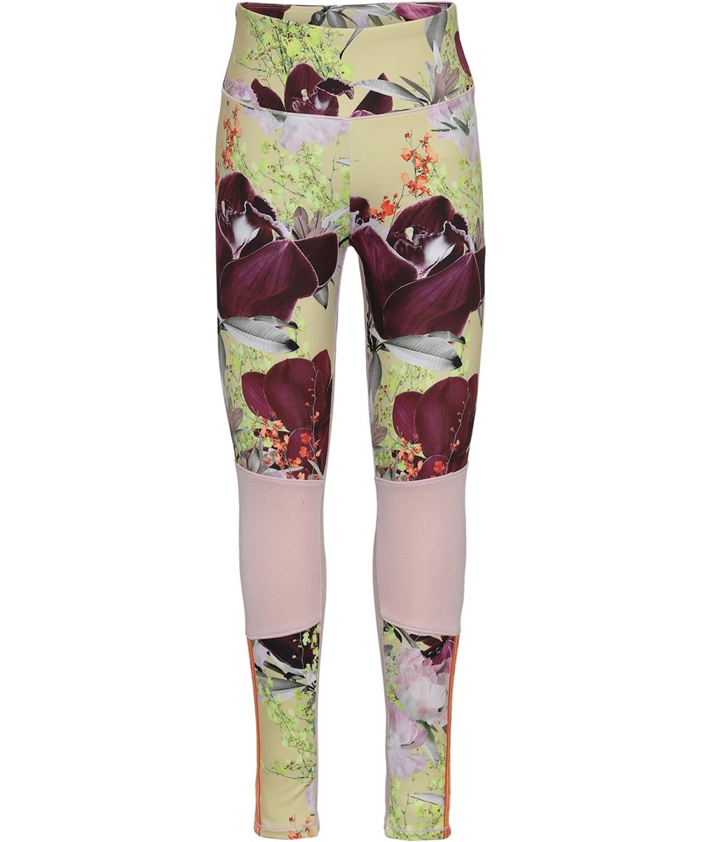 Olympia - Orchid - Light yellow, floral sports leggings