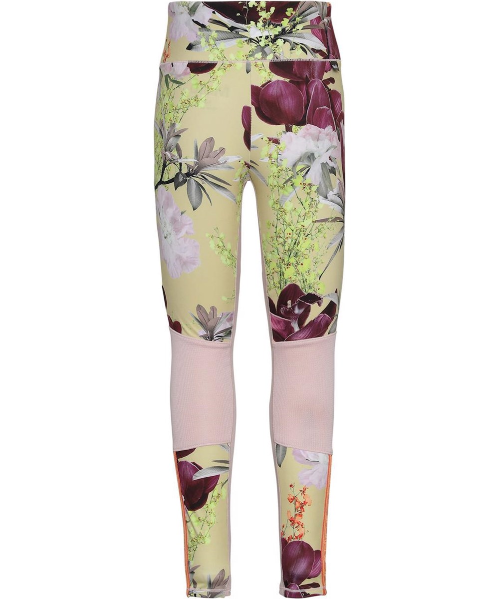 Olympia - Orchid - Light yellow, floral sports leggings