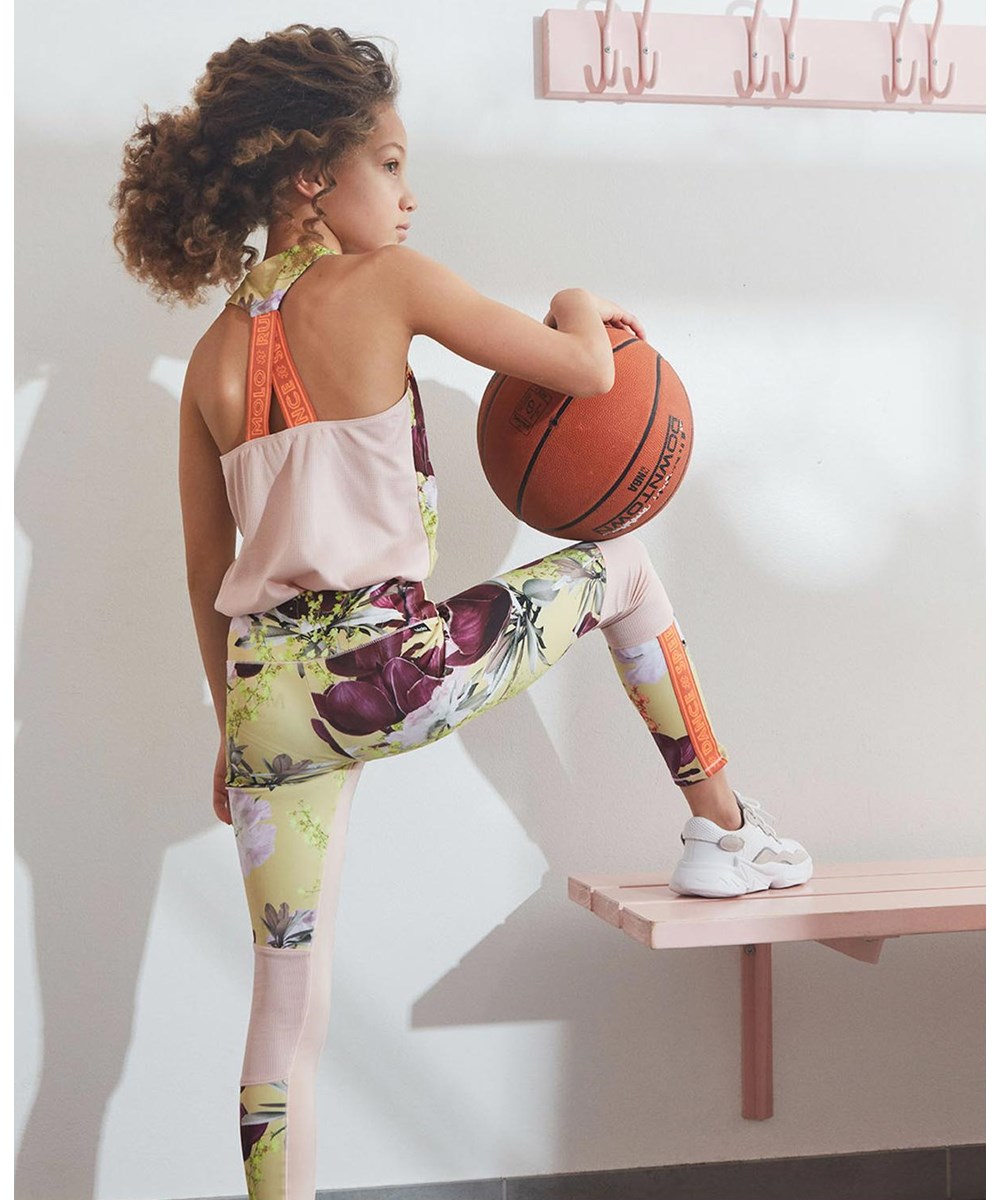 Olympia - Orchid - Light yellow, floral sports leggings