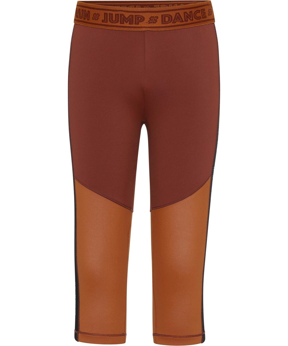 Orlaith - Block Autumn - Sport leggings in brown with text