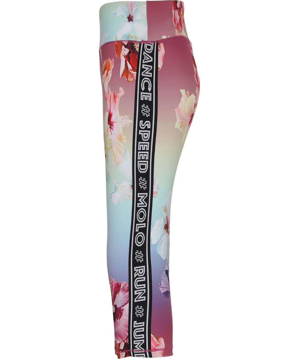 Orlaith - Hibiscus Rainbow - Short, floral sports leggings