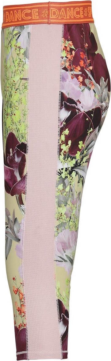 Orlaith - Orchid - Short sports leggings in light yellow with flowers 