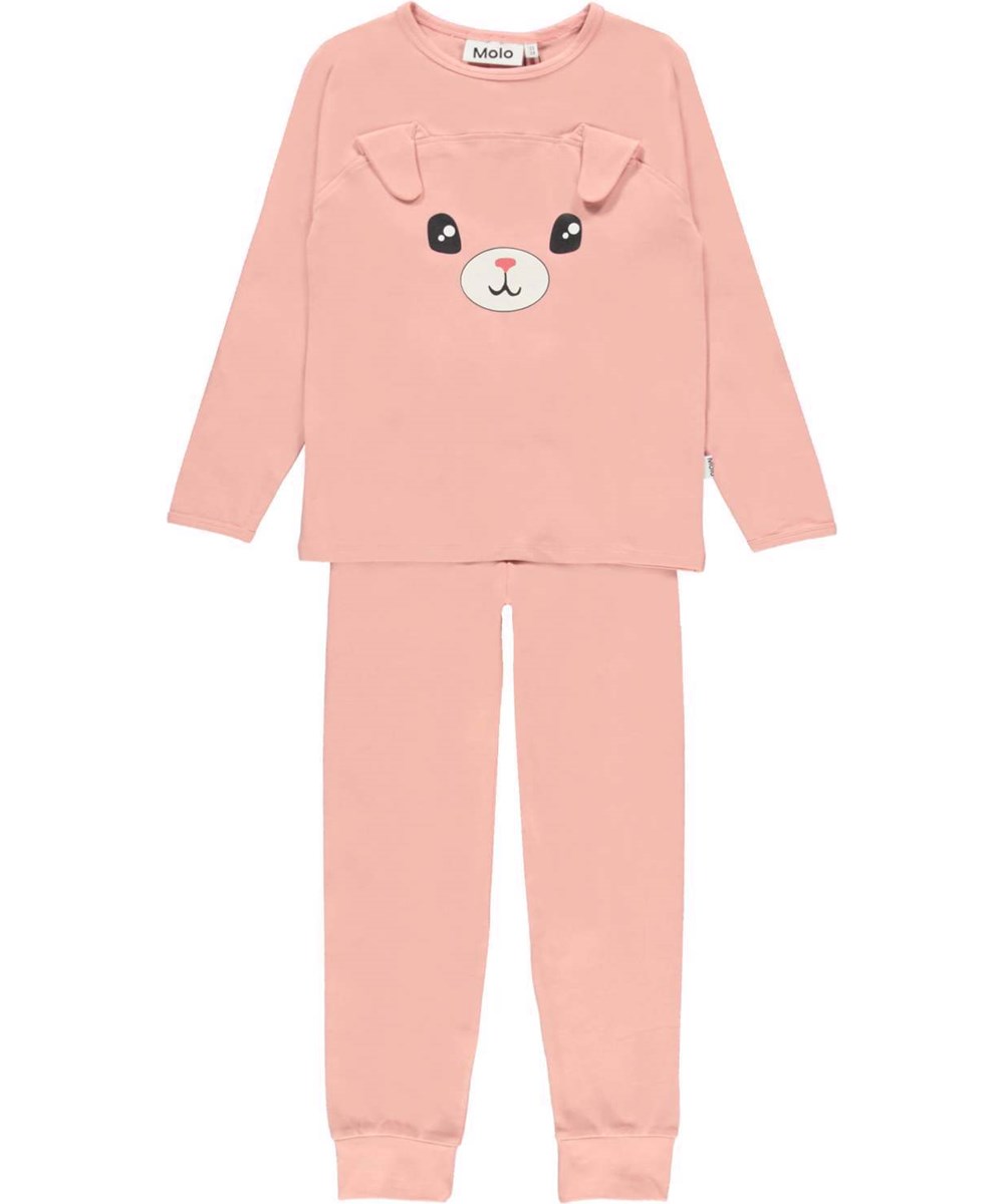 Linni - Rosewater - Nightwear in pink with a teddy bear face and loose ears
