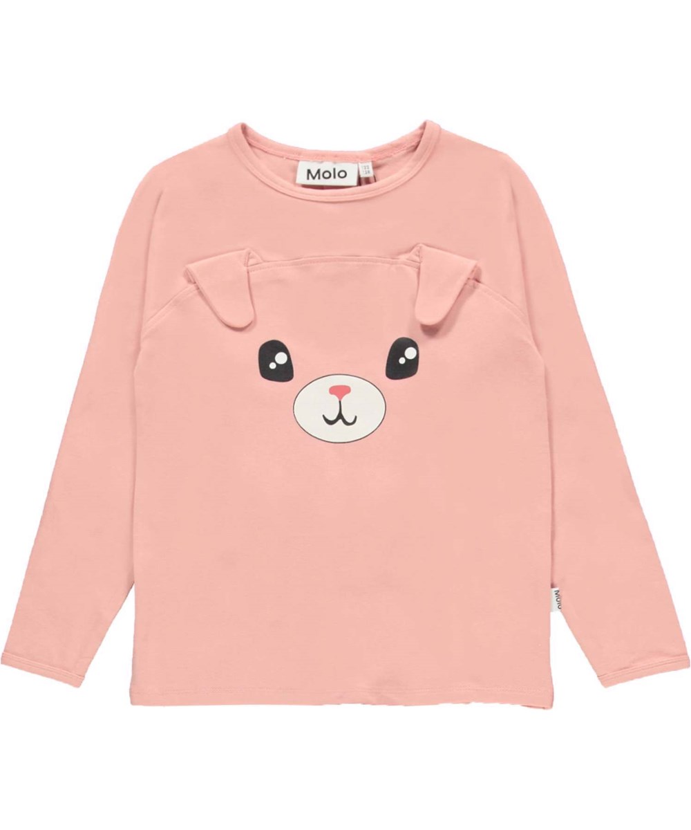 Linni - Rosewater - Nightwear in pink with a teddy bear face and loose ears