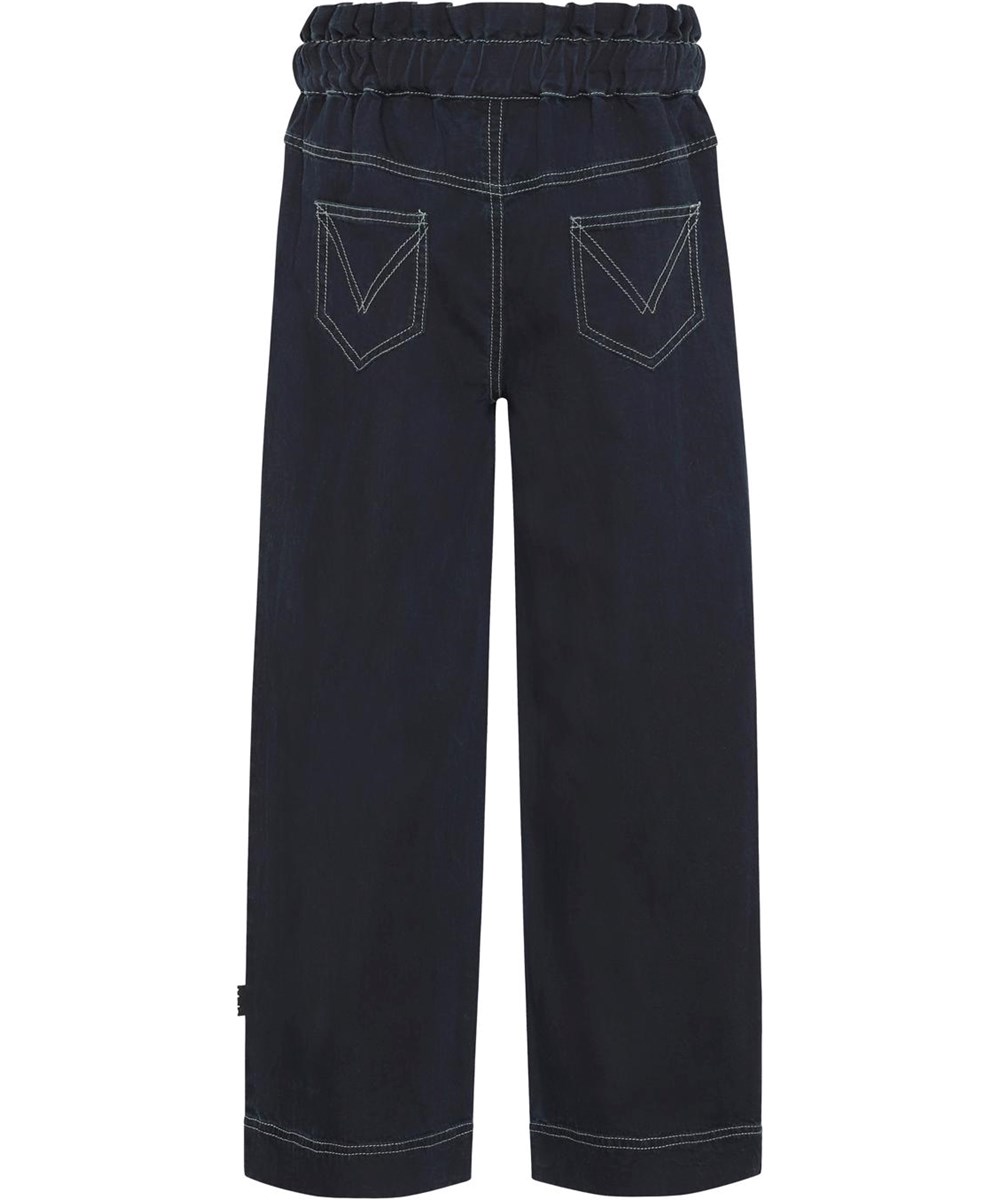 Abbey - Dark Indigo - Dark blue, high waisted organic trousers 