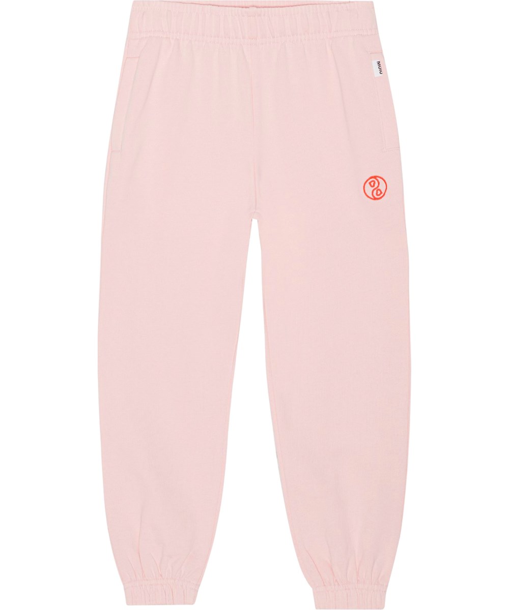 Adan - Candy Floss - Pink trousers in organic cotton with small yin/yang symbol